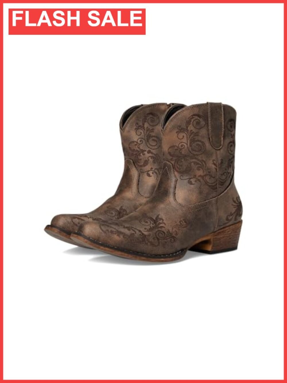 Faux Leather Ankle Booties Snip Toe Pull On Western Casual